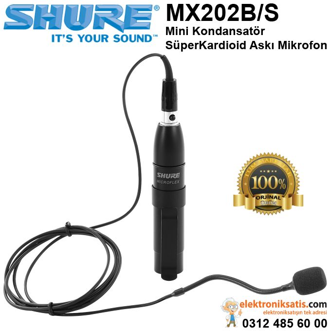 Shure MX202B/S Mini Kondansatör Süperkardioid Askı Mikrofon