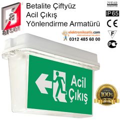 Arsel Betalite Çiftyüz Acil Çıkış Yönlendirme Armatürü AEB-03221 Kombine Sürekli 2x8 wat Kesintide 60 dak.