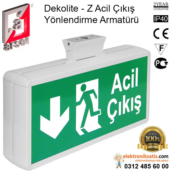 Arsel Dekolite-Z Çift Yönlü Acil Çıkış Yönlendirme Armatürü 75x320x165 mm AE 3121 Kesintide Yanan 8 wat Kesintide 60 dak.