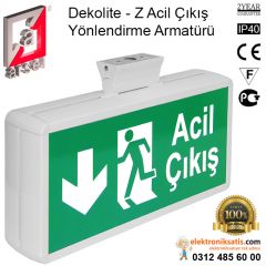 Arsel Dekolite-Z Çift Yönlü Acil Çıkış Yönlendirme Armatürü 75x320x165 mm AE-3222 Kombine Sürekli 2x8 wat Kesintide 120 dak.