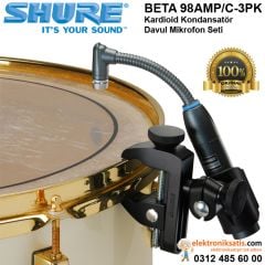 Shure BETA 98AMP/C-3PK Kardioid Kondansatör Davul Mikrofon Seti
