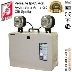 Arsel Versalite Ip-65 Acil Aydınlatma Armatürü Çift Spotlu VSP-N-2201,5 Kesintide Yanan 2x20 wat Kesintide 120 dak.