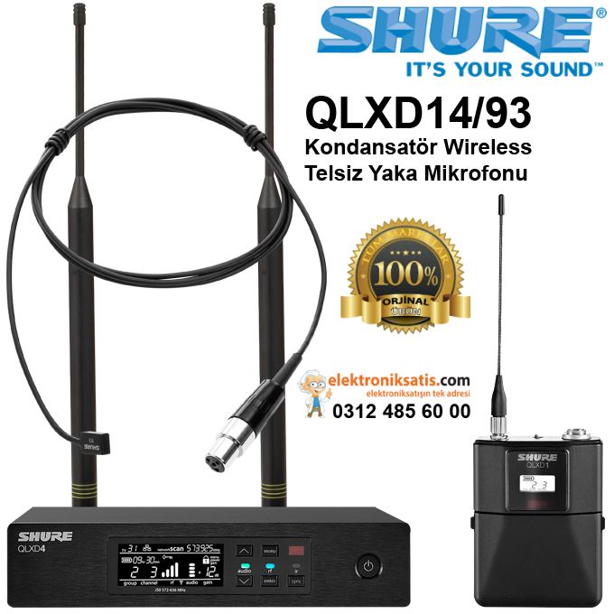 Shure QLXD14/93 Kondansatör Wireless Telsiz Yaka Mikrofonu