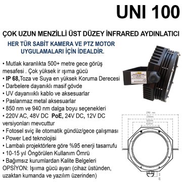 UNI100 Uzun Menzilli infared Projektör
