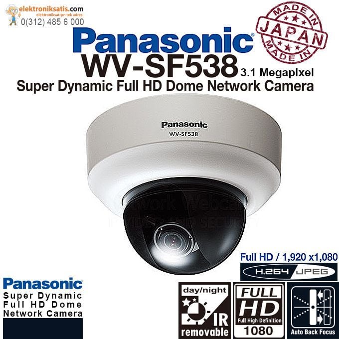 Panasonic WV-SF538 Sabit Dome Kamera