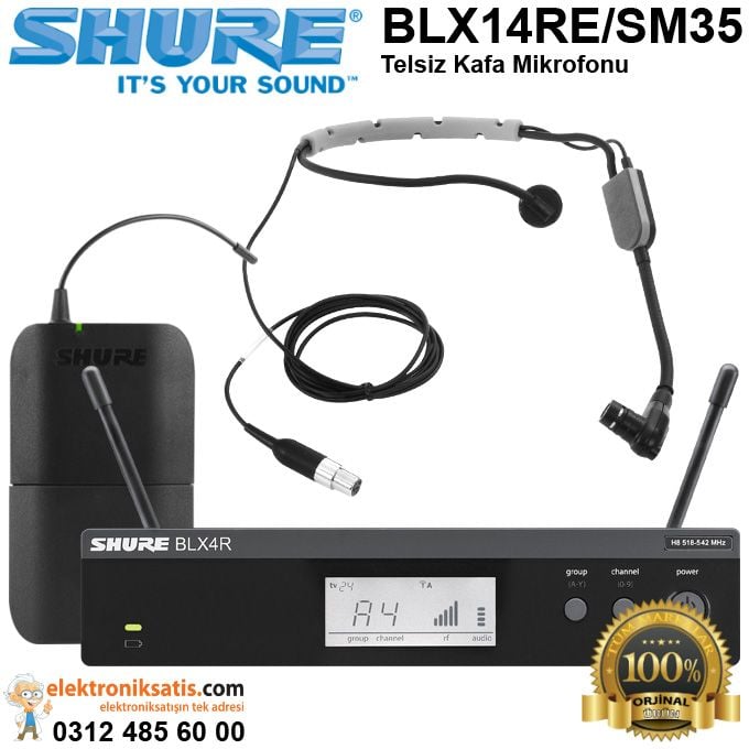 Shure BLX14RE/SM35 Telsiz Kafa Mikrofonu
