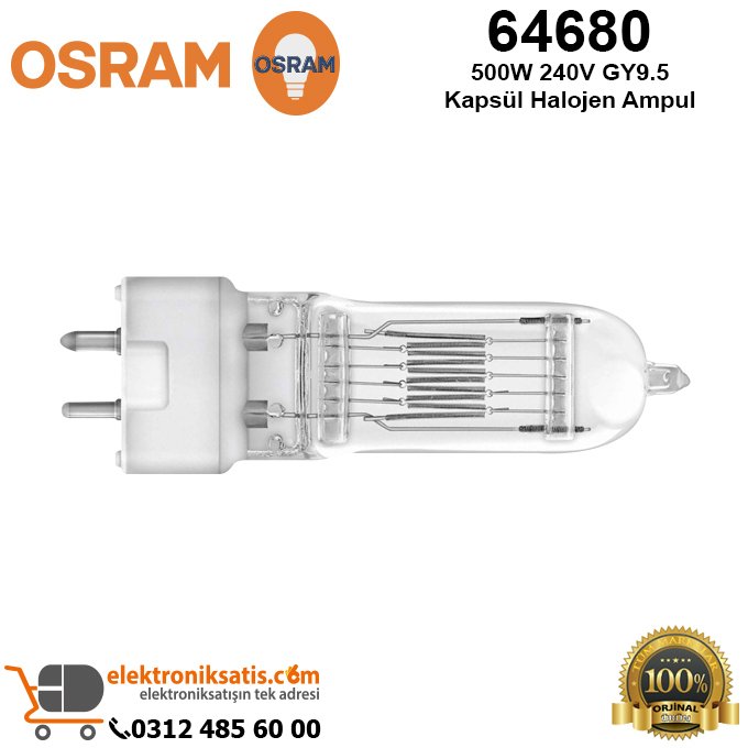 Osram 64680 500 Watt 240 Volt GY9.5 Kapsül Halojen Ampul