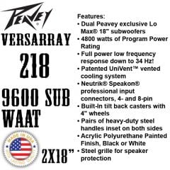 Peavey Versarray 218 Subwoofer Hoparlör