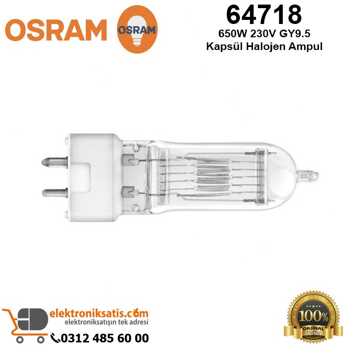 Osram 64718 650 Watt 230 Volt GY9.5 Kapsül Halojen Ampul