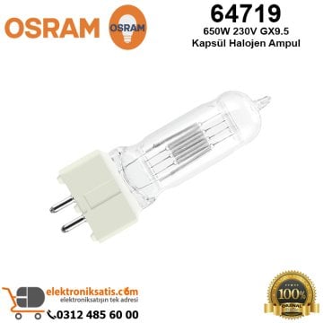 Osram 64719 650 Watt 230 Volt GX9.5 Kapsül Halojen Ampul