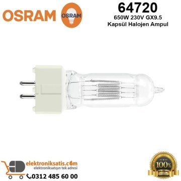 Osram 64720 650 Watt 230 Volt GX9.5 Kapsül Halojen Ampul